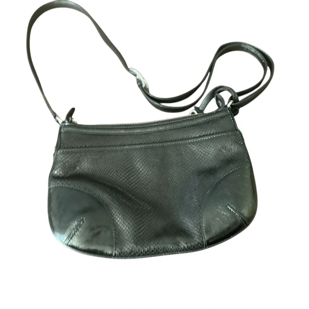 Brighton‎ Women's Black Snakeskin Embossed Leather Hobo Bag Purse